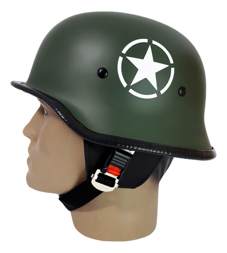 Capacete Aberto Verde Fosco Coquinho Estilo Segunda Guerra