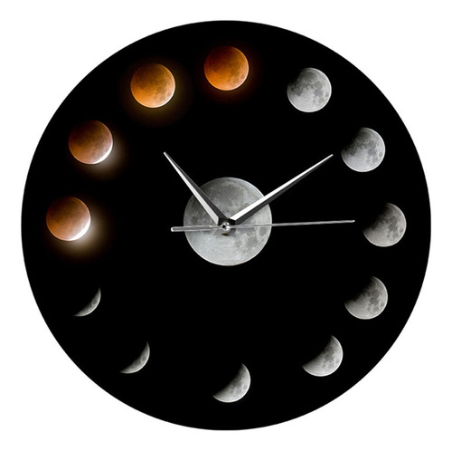 Reloj De Pared Con Eclipse Lunar Total, Fases Lunares, Espac