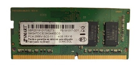 Imagem 1 de 2 de Memória Notebook Smart 4gb Ddr4 1r8x8 Pc3-10600e