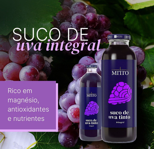 Suco De Uva Integral Natural Mitto 1 Litro 100% Extra Virgem