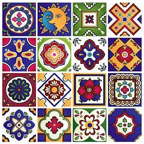 Calcomanías Azulejos Mexicanos De 4 X 4 Pulgadas  Jueg...