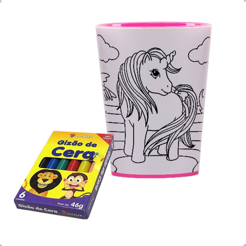 Copo De Colorir Com Giz Color Cup  Lavável 01 Und  Unicórnio