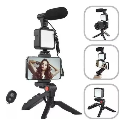 Kit De Grabación Con Micrófono Luz Led Y Soporte Tripode