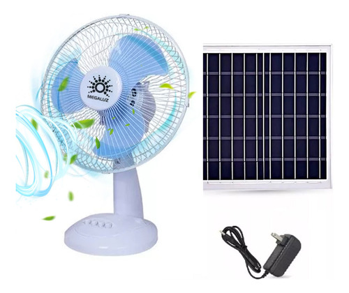 Ventilador De Suelo Con Panel Solar Portátil 25w 12 Pulgadas