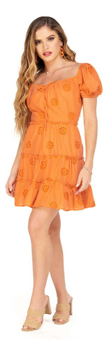 Vestido Dama Naranja Corto Mundo Terra 149197