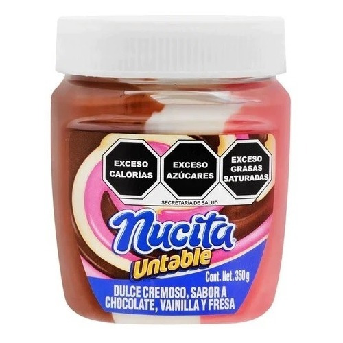 Nucita Untable Crema Chocolate Vainilla Y Fresa 350grs 12pzs