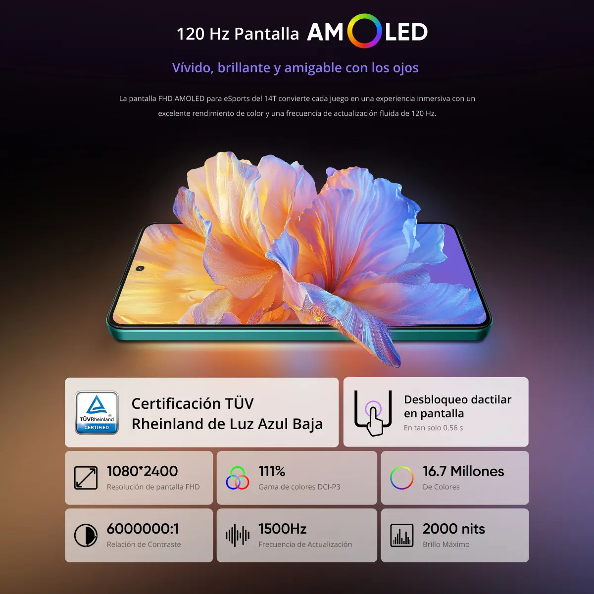Celular Realme 14t 8gb Ram 256gb Rom Dual Sim Procesador 5g Dimensity 6300 Pantalla Amoled 120hz Camera Al Trasera De 50mp Bateria 6000mah Agua Ip69 con Cargador 45W Garantía Versión México Garantía