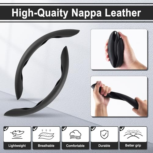 Fundas Cuero Napa Volante Automóvil Segmentado Transpirable