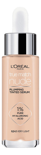 Base de maquillaje en líquida L'Oréal Paris True Match Nude Plumping Tinted Serum Base Sérum L'Oréal Con Color True Match Con Ácido Hialurónico 30ml tono 0,5-2 very light - 30mL
