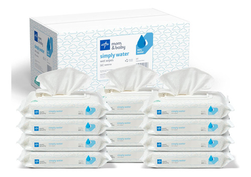 Toallitas Para Bebé 60 Unidades, 99% Solución Agua, Fibra Ba