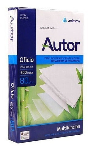 Imagen 2 de 3 de Resma Ledesma Autor Multifunción Oficio, 80 G/m2, 500 Hojas