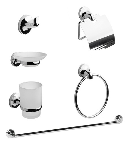 Set De Baño Kit Accesorios Baño Completo Cromado 6 Piezas