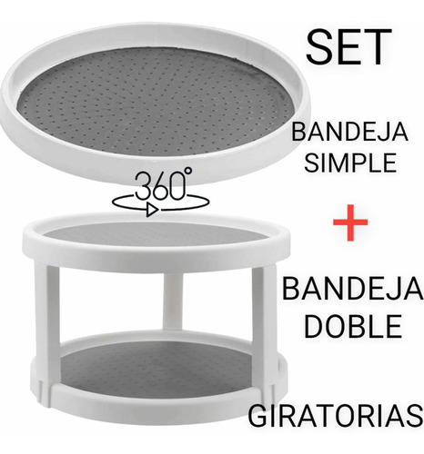 Organizador + Bandeja Giratoria Doble 25cm Cocina Baño