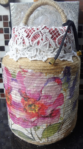 Imagen 2 de 10 de Tarro Decorativo Y Para Guardado- Artesanal