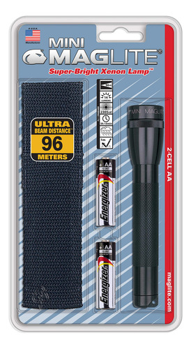 Linterna Maglite Mini Incandescente De 2 Celdas Aa Con Funda