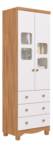 Guarda Roupa Infantil 2 Portas 3 Gavetas Branco Uli Peroba