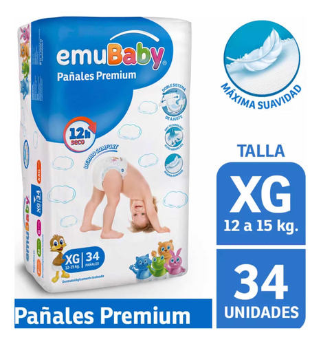Pañal Premium Xg 136 Und - Emubaby- 4 Paquete