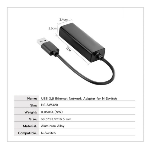 Usb 3.0 Ethernet Accesorio Adaptador De Red Nintendo Switch