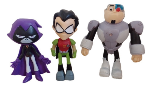 Set X 3 Muñecos Articulados Teen Titans - Titanes Dc