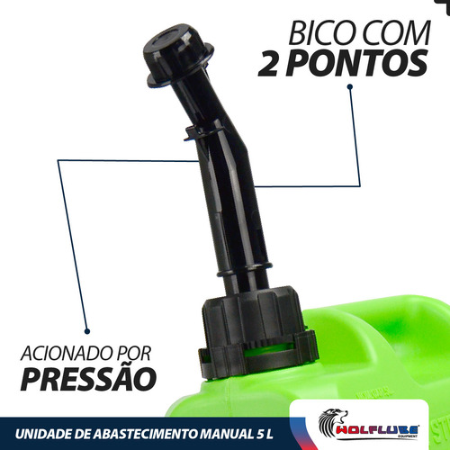 Galão Tanque Combustível Álcool 5 Litros C/ Bico Wolflube