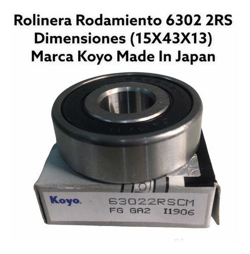 Rodamiento Rolinera 6302 2rs Alternadores Arranques 15x42x13