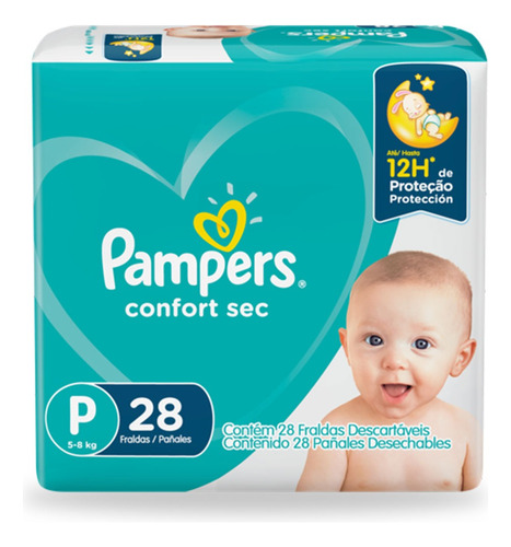 Pañales Pampers Confort Sec Talla P De 28 Unidades