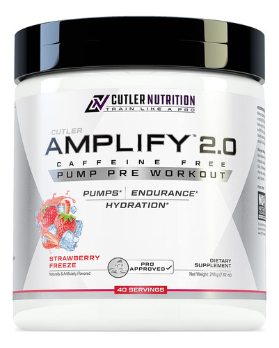 Cutler Nutrition Amplify - Preentrenamiento Sin Cafena Para