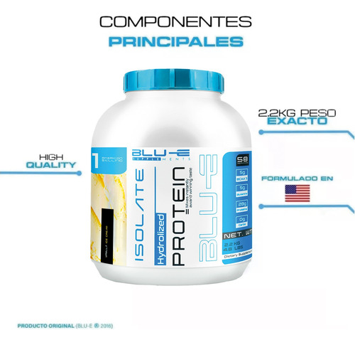 Proteína Whey Hidrolizada Isolate Blu-e 2.2kg Varios Sabores Vainilla