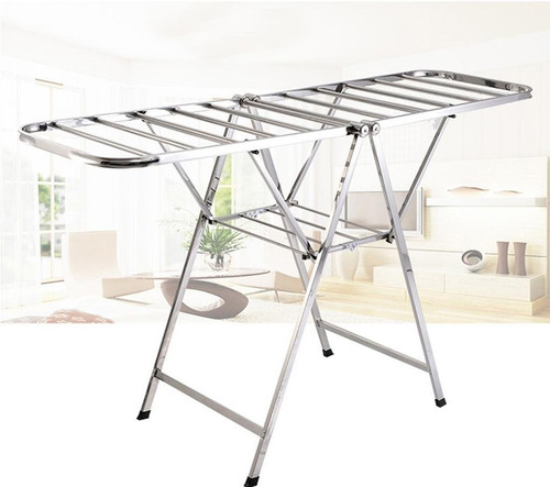 Imagen 4 de 8 de Tendedero De Ropa Plegable De Piso En Acero Inoxidable 100%