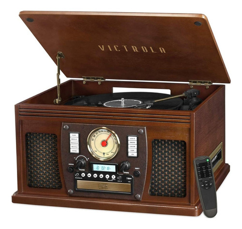 Tocadiscos Tornamesa Victrola Nostalgic Aviator 8-1 Caoba Bl