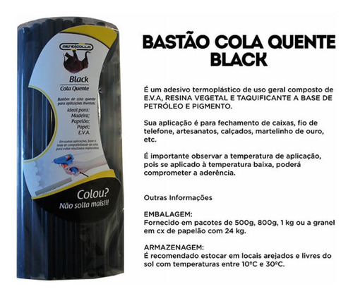 Imagem 3 de 4 de Cola Quente Bastão Rendicolla Black 7,5mmx30 Cm De Silicone