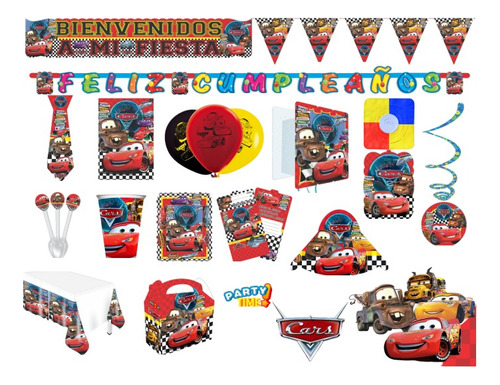  Kit Decoración Cars Piñata Fiesta Infantil Globos