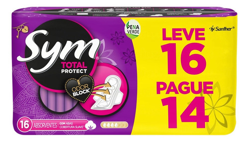 Absorvente Sym Suave Total Protect Com Abas Leve 16 Pague 14