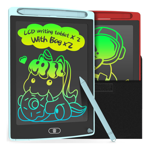 Paquete 2 Tabletas Escritura Lcd Niños, Tablero Dibujo Con 2