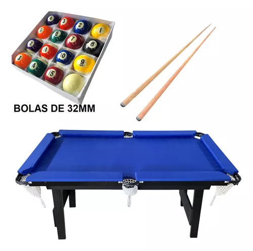 Mesa De Sinuca Juvenil / Infantil + Jogo De Bolas + 2 Tacos