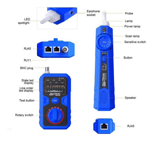 Chicharra Generador De Tono Probador Lan Rj11 Rj45 Recargabl