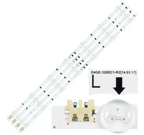 Kit 4 Tiras De 7 Leds Para Tv Samsung Un32j5500 64,7cm 3v