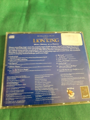 Musica De La Pelicula El Rey Leon En Ingles En Cd (Usado)