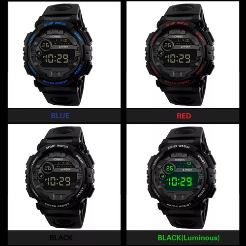 Reloj Digital Honhx, Cronometro, Luz Led, Amarillo Y Naranja