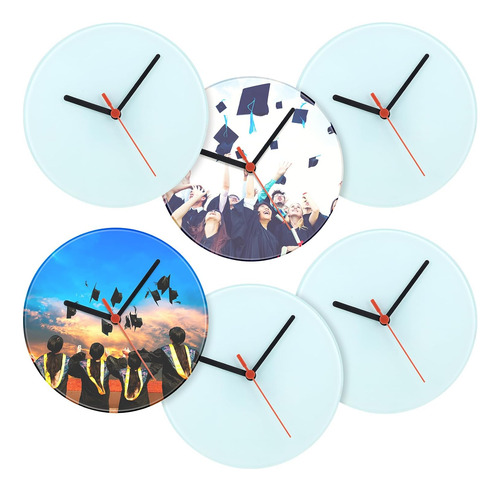 6 Relojes De Pared Blanco De Sublimación De Vidrio De ...