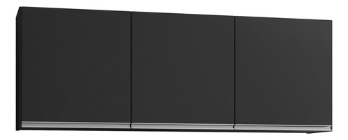 Kit 2 Armários Aéreos 150cm 3 Portas Argélia Preto - Lumil