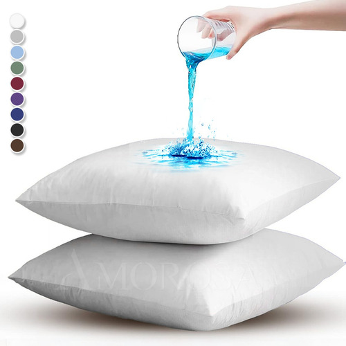 2pcs Funda De Almohadas Impermeable Protector - Estándar Color Blanco