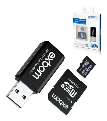 Cartão De Memória 32gb Micro Sd Adaptador E Pen Drive Exboom