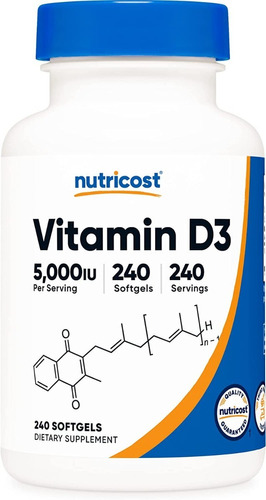 Vitamina D3 5,000 Iu 400 Capsulas Importada