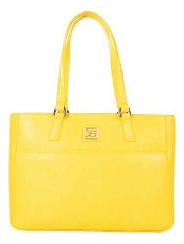 Bolsa Tote Cloe Para Mujer Grande Clásica Asas Reforzadas Color Amarillo