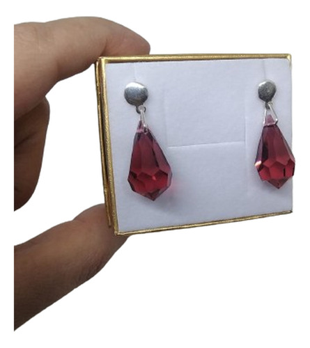 Par Brincos Gota Cristal Swarovski Bordeaux Em Prata 925