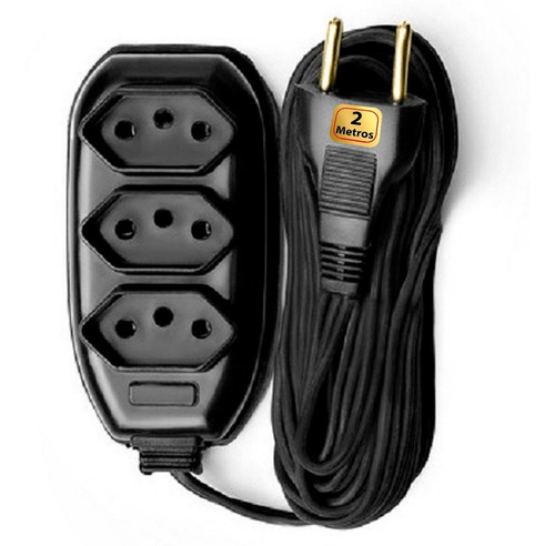 Extensão Elétrica 2 Metros Bivolt Preto