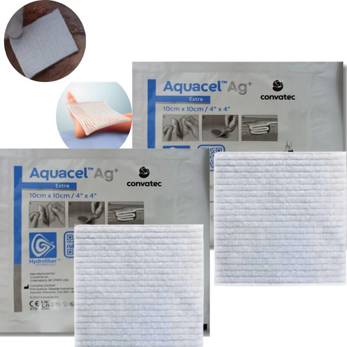 Kit 2 Curativos Aquacel Prata E Fibra Ferimentos Lesao Pele