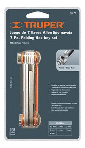 Juego 7 Llaves Allen Standard Tipo Navaja 15560