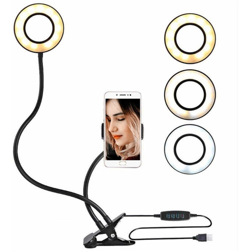 Lampara Aro De Luz Led Celular Soporte 2 En 1 Tiktok